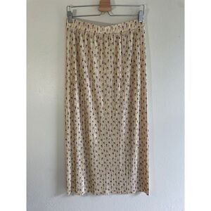 Women Sz 14 Ditsy Floral A-Line Midi Silky Plisse Skirt Feminine Romantic Flowy